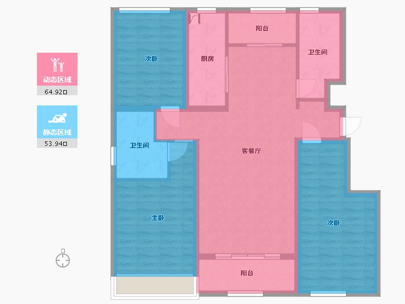 山东省-潍坊市-鲁鸿泰华蘭亭序-106.34-户型库-动静分区