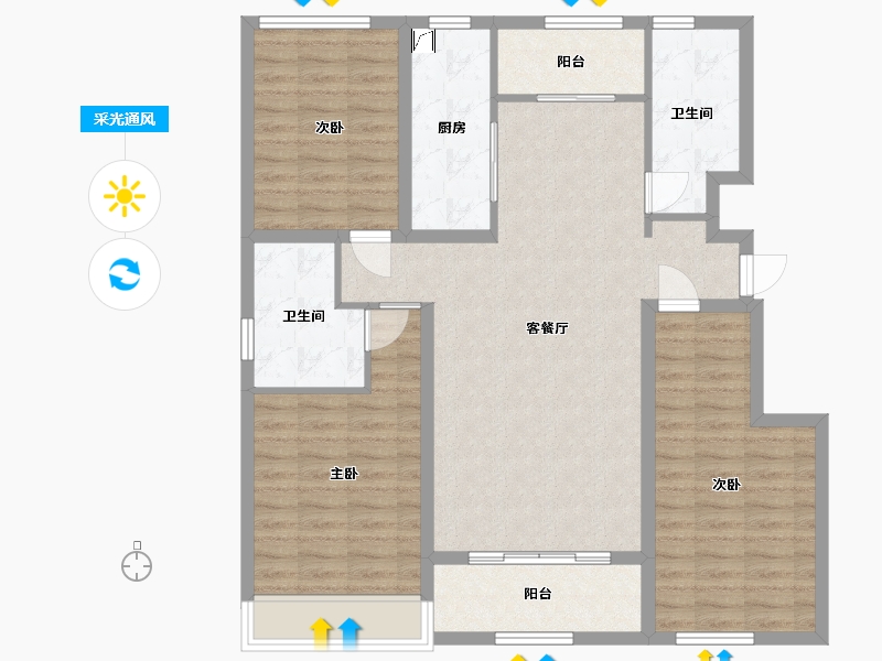 山东省-潍坊市-鲁鸿泰华蘭亭序-106.34-户型库-采光通风