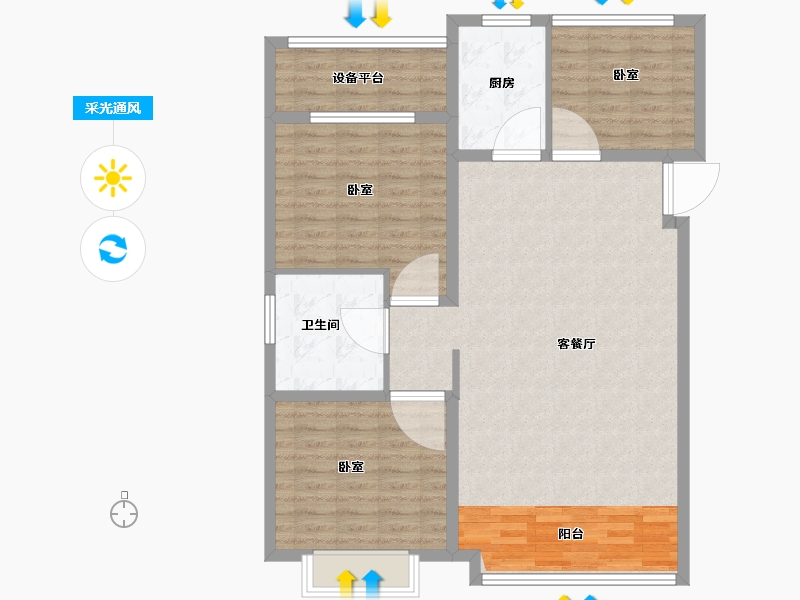 湖北省-武汉市-中德·金科学府-106.00-户型库-采光通风