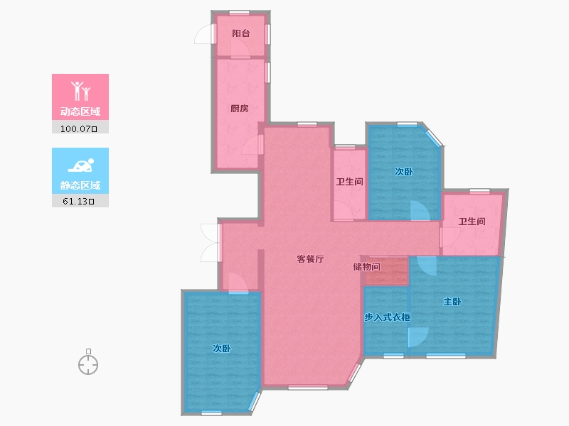 辽宁省-大连市-明秀庄园-147.01-户型库-动静分区