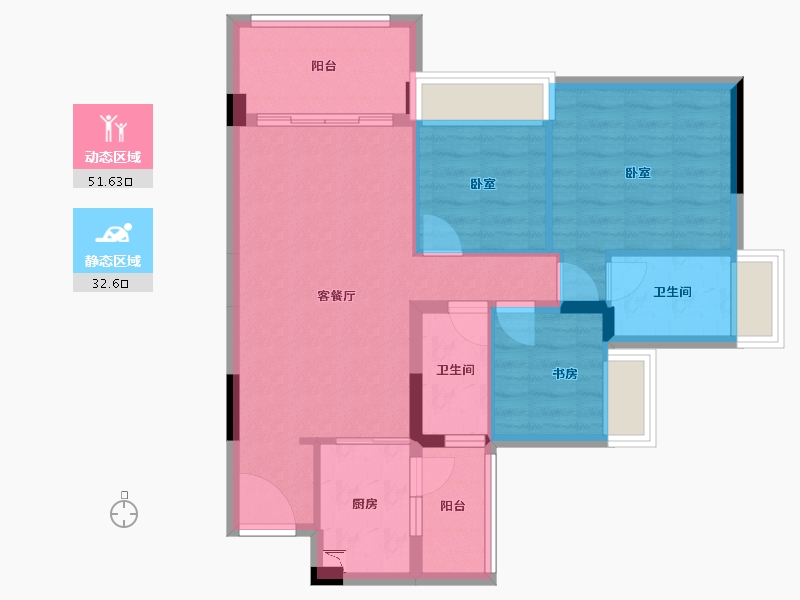 广东省-广州市-嘉霖聚和尊悦台-74.89-户型库-动静分区