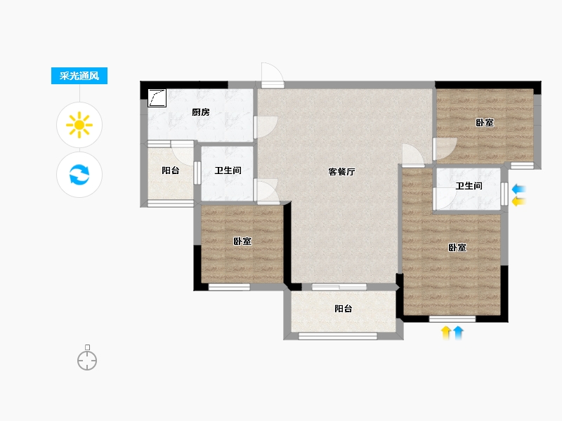 湖北省-孝感市-云梦都市云顶-85.63-户型库-采光通风