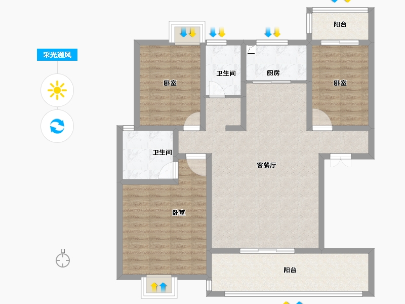 湖北省-孝感市-大悟绣江南-107.00-户型库-采光通风