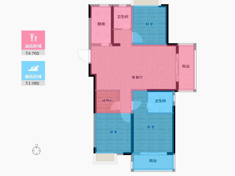 湖南省-长沙市-世茂璀璨天城-99.00-户型库-动静分区