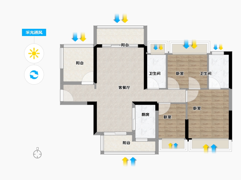 广东省-湛江市-敏捷珑玥台-92.60-户型库-采光通风