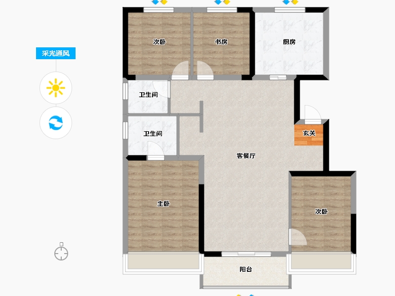 吉林省-长春市-万科繁荣里-106.89-户型库-采光通风