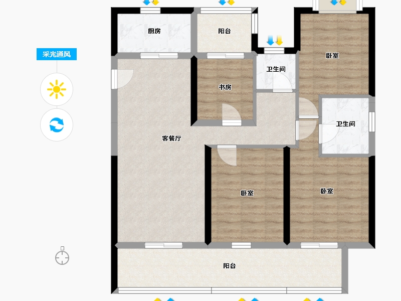 湖南省-株洲市-绿地21城-98.60-户型库-采光通风