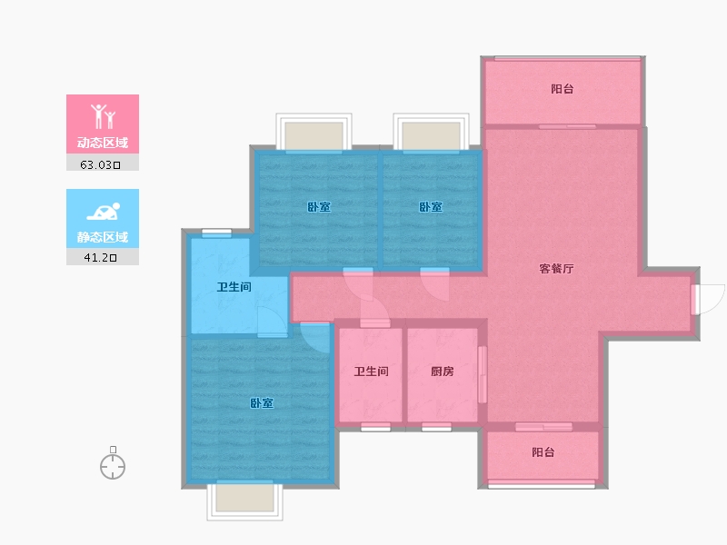 湖南省-株洲市-居乐云雅苑-93.34-户型库-动静分区