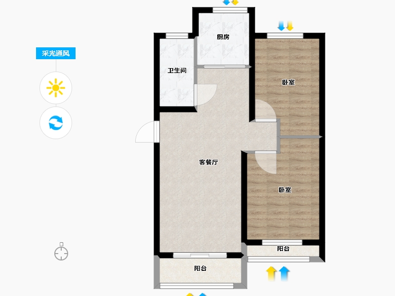 山东省-烟台市-中节能聚创新城-69.01-户型库-采光通风