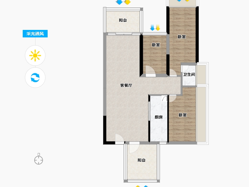 广东省-湛江市-城市尚居花园-81.99-户型库-采光通风