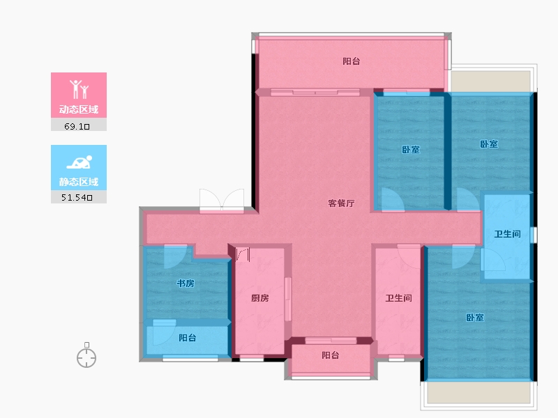 广东省-佛山市-美的观澜府-107.20-户型库-动静分区