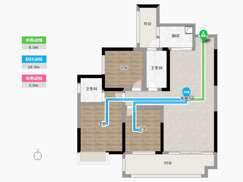 湖南省-湘潭市-天元广场·玺园-104.54-户型库-动静线