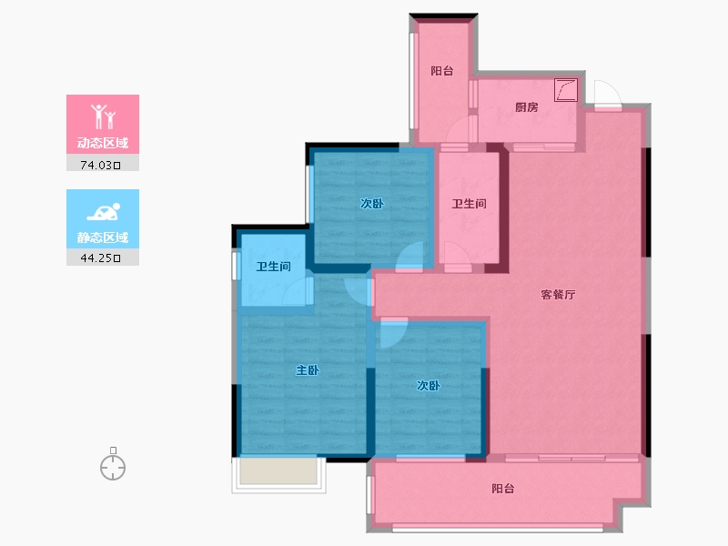 湖南省-湘潭市-天元广场·玺园-104.54-户型库-动静分区