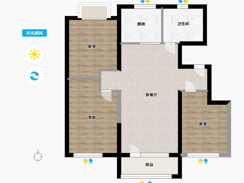 山东省-烟台市-中节能聚创新城-77.00-户型库-采光通风