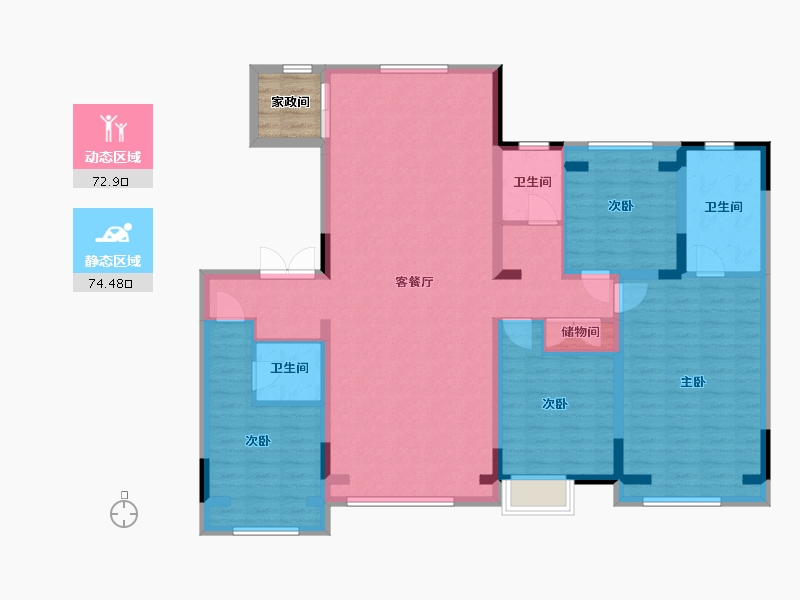 吉林省-长春市-中海閲麓山-135.97-户型库-动静分区