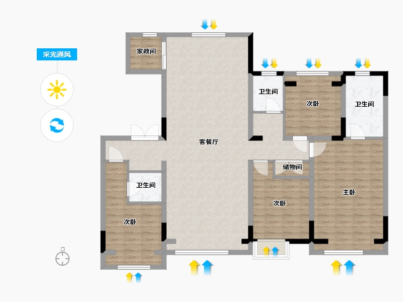 吉林省-长春市-中海閲麓山-135.97-户型库-采光通风