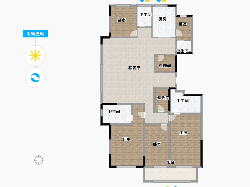 浙江省-宁波市-荣安观江园2期-244.01-户型库-采光通风