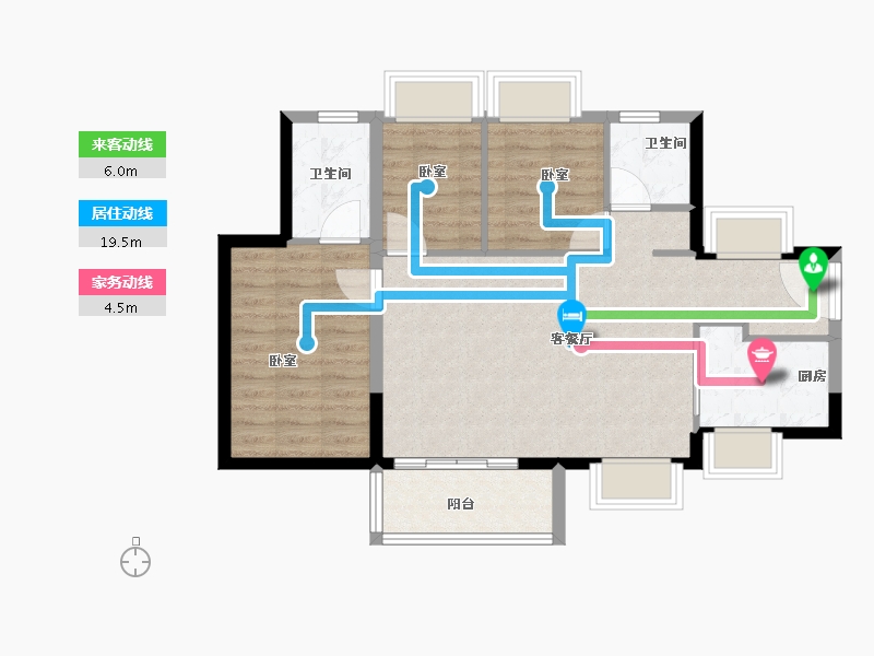 广东省-广州市-珠江万科城-76.00-户型库-动静线