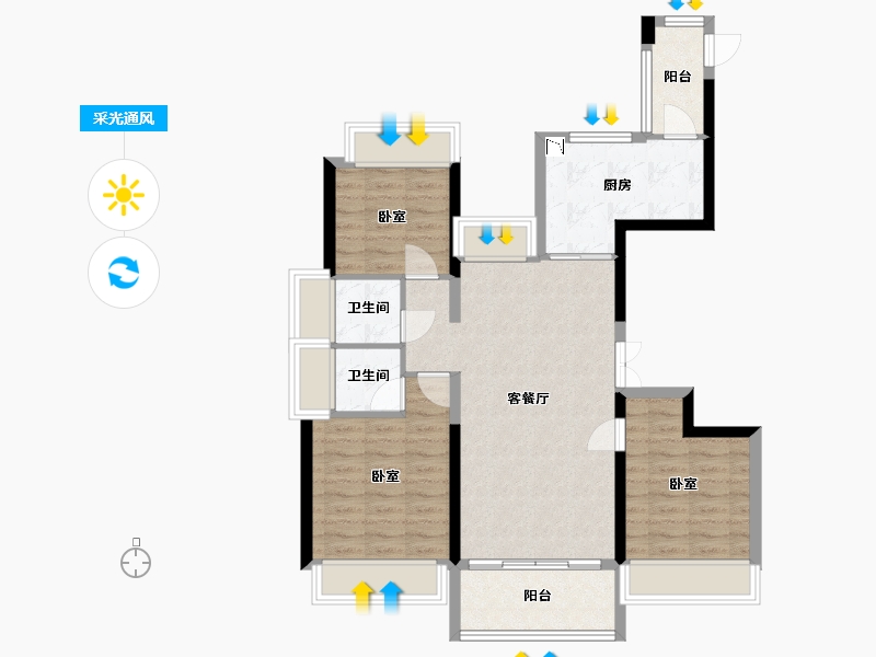 广东省-广州市-怡翠尊堤-83.03-户型库-采光通风