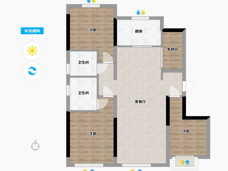 吉林省-长春市-中海閲麓山-89.49-户型库-采光通风