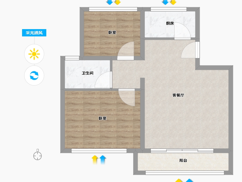 山东省-潍坊市-城建百合园-70.00-户型库-采光通风