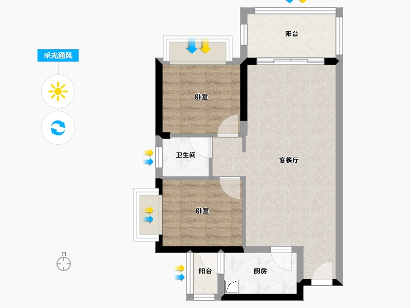 广东省-惠州市-茂基城市华府-57.02-户型库-采光通风