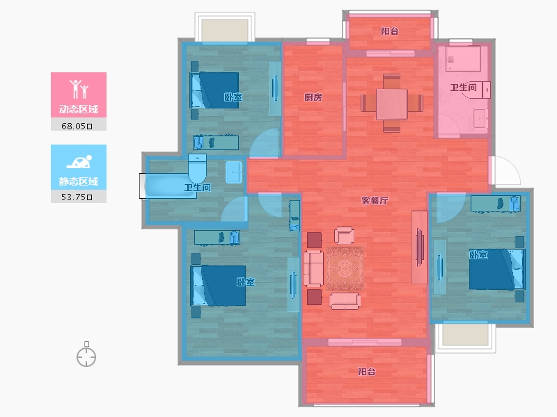 安徽省-黄山市-金童·新城雅苑-111.78-户型库-动静分区