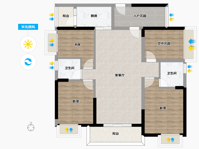 广东省-惠州市-龙湾新城-95.31-户型库-采光通风