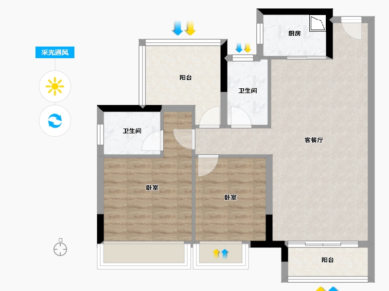 广东省-广州市-三水冠军城-75.23-户型库-采光通风