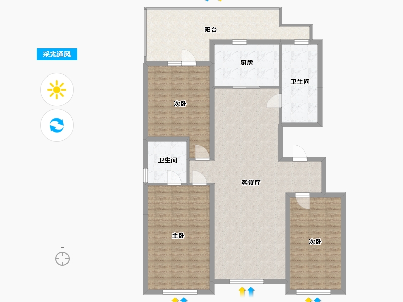 吉林省-长春市-国信南山-137.13-户型库-采光通风