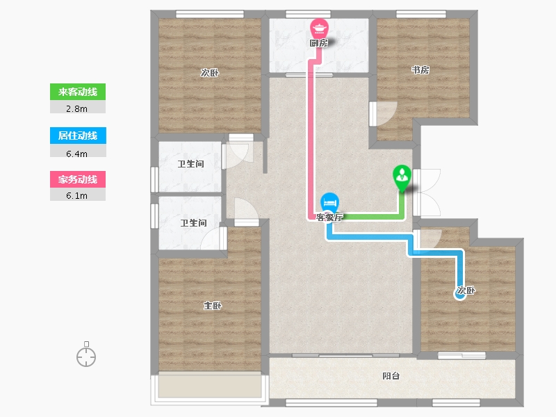 山东省-潍坊市-鲁鸿泰华蘭亭序-110.57-户型库-动静线