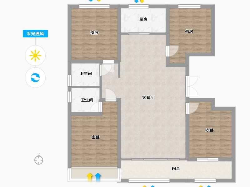 山东省-潍坊市-鲁鸿泰华蘭亭序-110.57-户型库-采光通风