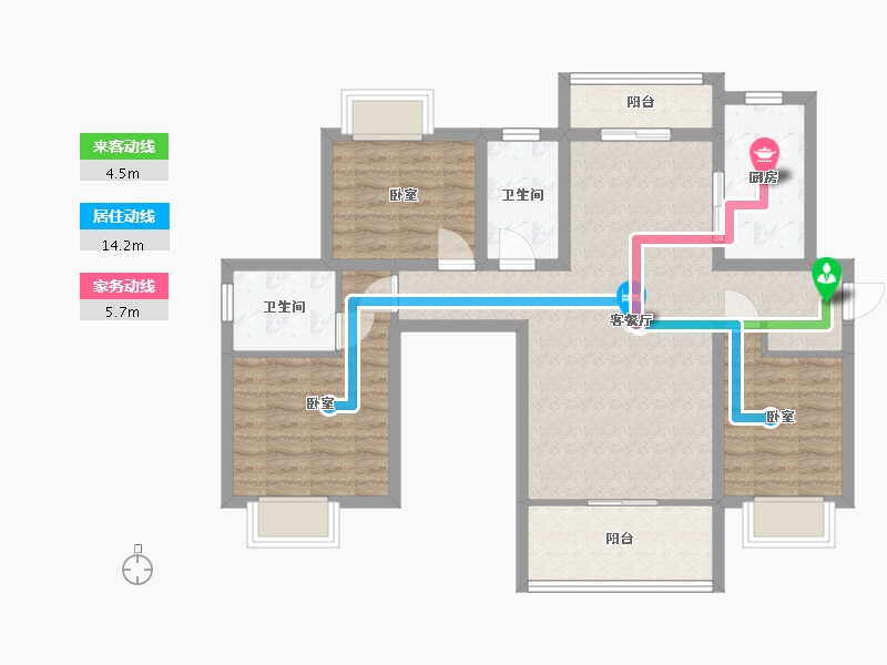 湖南省-株洲市-跃达幸福里-88.23-户型库-动静线