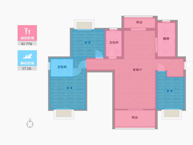 湖南省-株洲市-跃达幸福里-88.23-户型库-动静分区