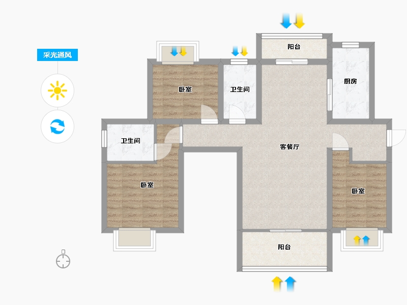 湖南省-株洲市-跃达幸福里-88.23-户型库-采光通风