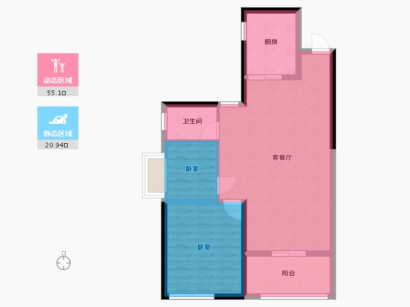 湖南省-株洲市-跃达幸福里-68.40-户型库-动静分区