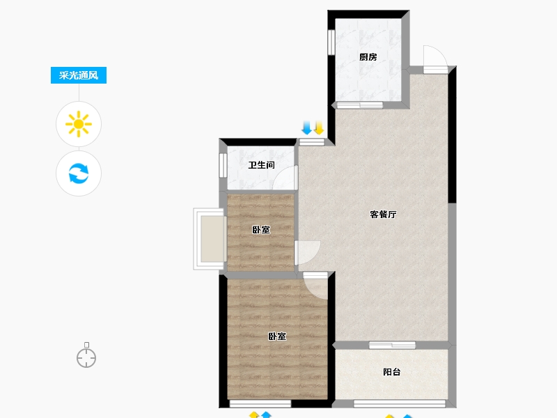 湖南省-株洲市-跃达幸福里-68.40-户型库-采光通风