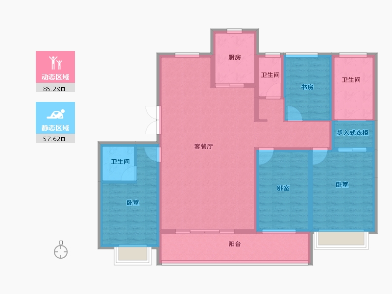 浙江省-宁波市-美的公园天下-128.00-户型库-动静分区