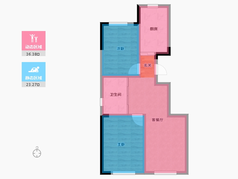 吉林省-长春市-豪邦青青家园-52.47-户型库-动静分区