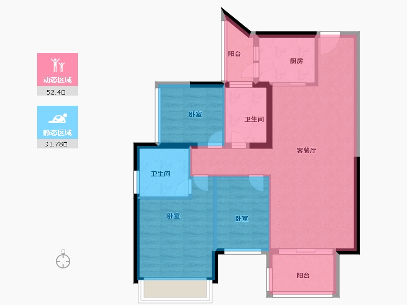 广东省-佛山市-湾区西部华侨城-75.01-户型库-动静分区