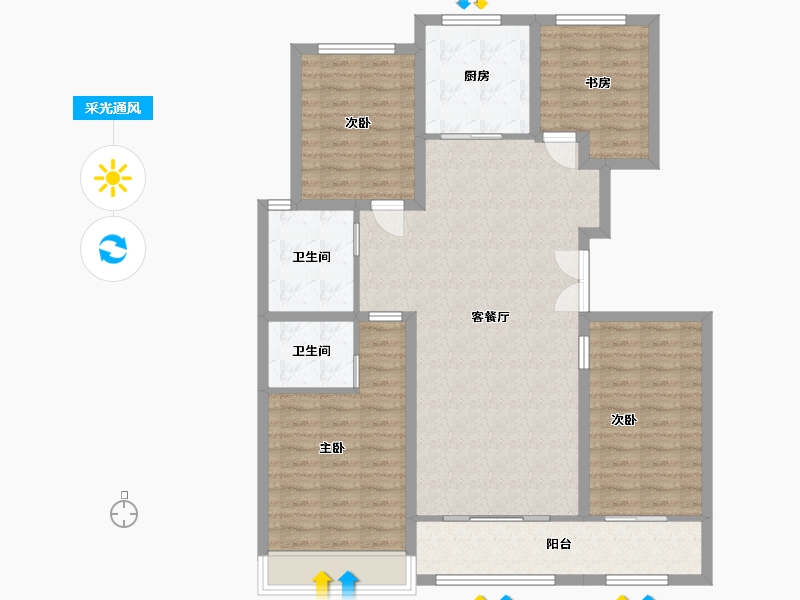 山东省-潍坊市-鲁鸿泰华蘭亭序-112.04-户型库-采光通风