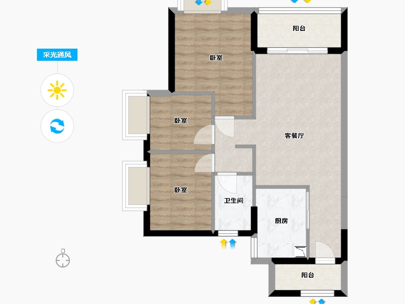 广东省-广州市-时代家·星荟-66.48-户型库-采光通风