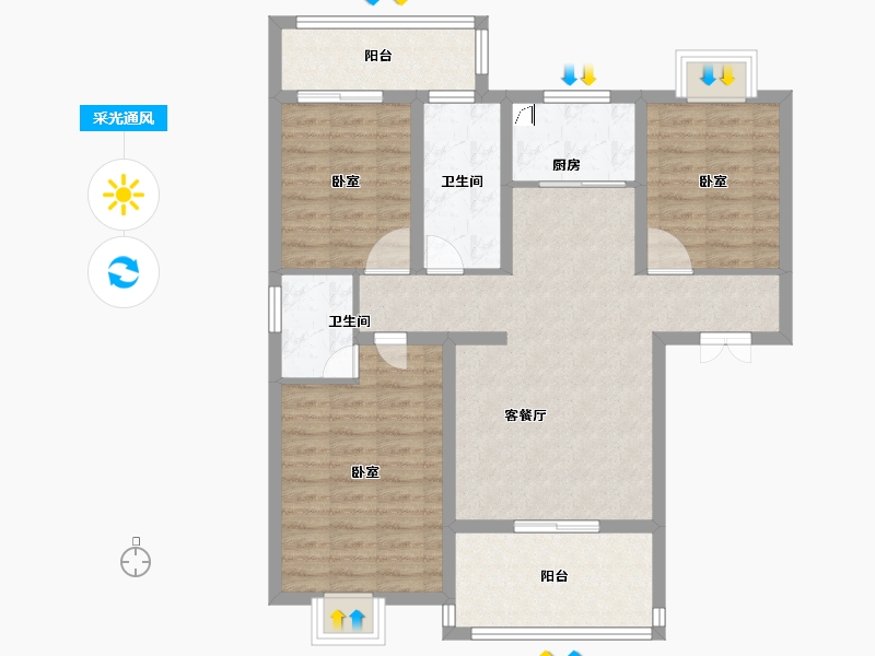 湖北省-孝感市-大悟绣江南-93.00-户型库-采光通风