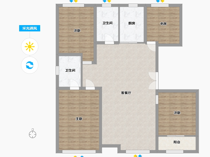 山东省-潍坊市-鲁鸿泰华蘭亭序-120.00-户型库-采光通风