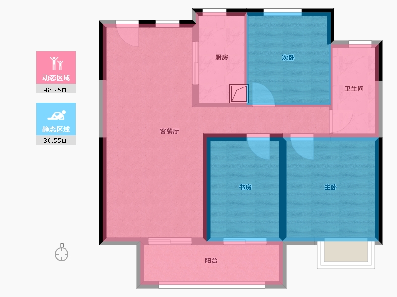 吉林省-长春市-新星宇摩登公园-70.28-户型库-动静分区