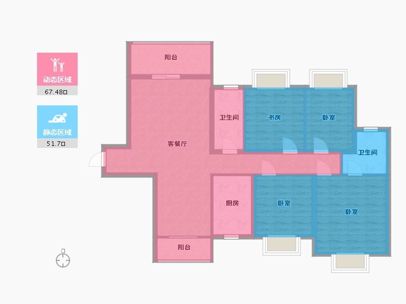 湖南省-株洲市-居乐云雅苑-106.85-户型库-动静分区