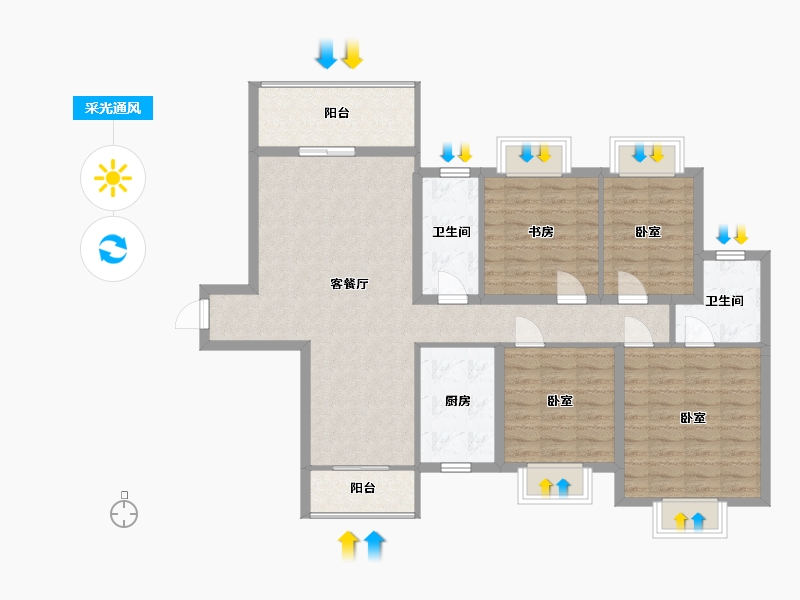 湖南省-株洲市-居乐云雅苑-106.85-户型库-采光通风