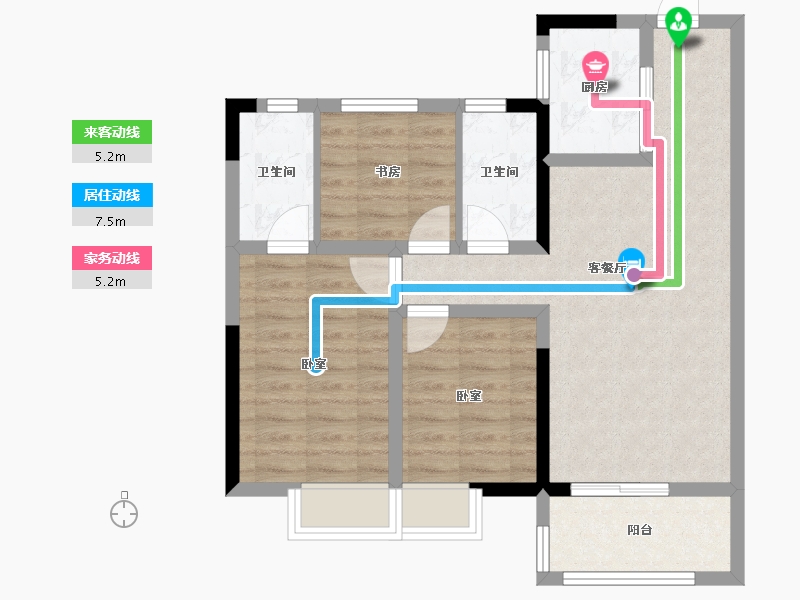 湖北省-荆州市-奥园学府里-72.43-户型库-动静线