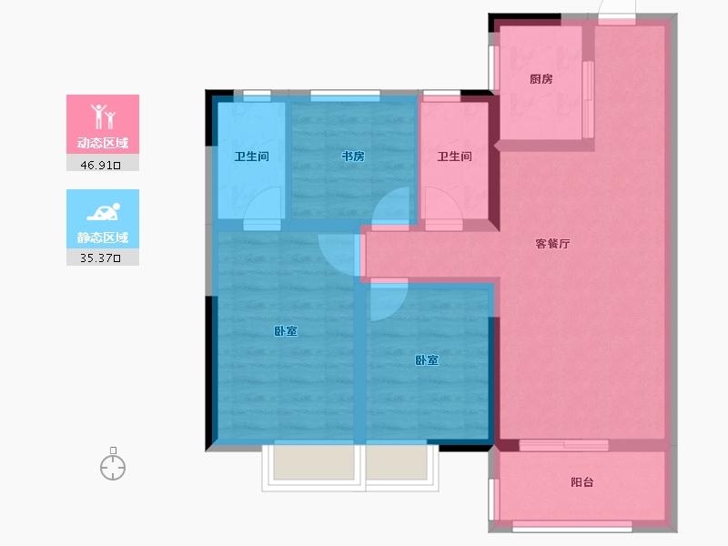 湖北省-荆州市-奥园学府里-72.43-户型库-动静分区