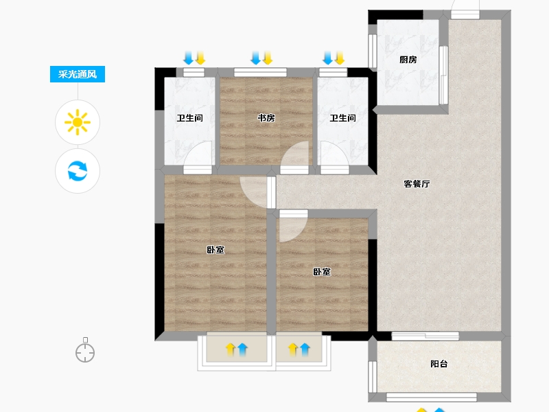 湖北省-荆州市-奥园学府里-72.43-户型库-采光通风